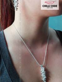 Postříbřená souprava Graper - náhrdelník a náušnice
